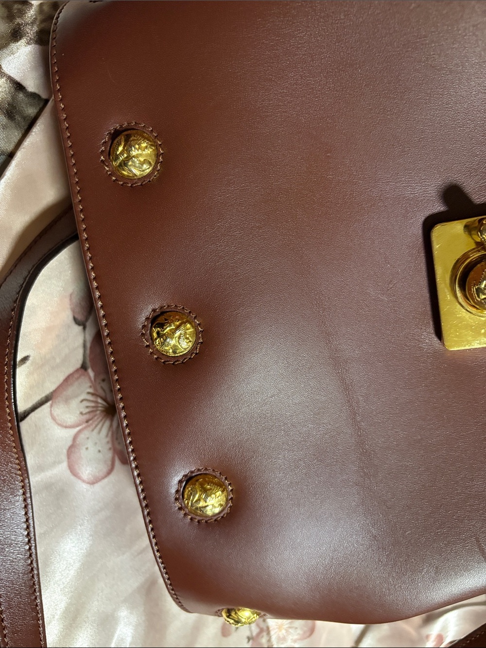 Salvatore Ferragamo Chestnut Brown Leather Top-Handle Satchel with Gold Hardware - Picture 3 of 5